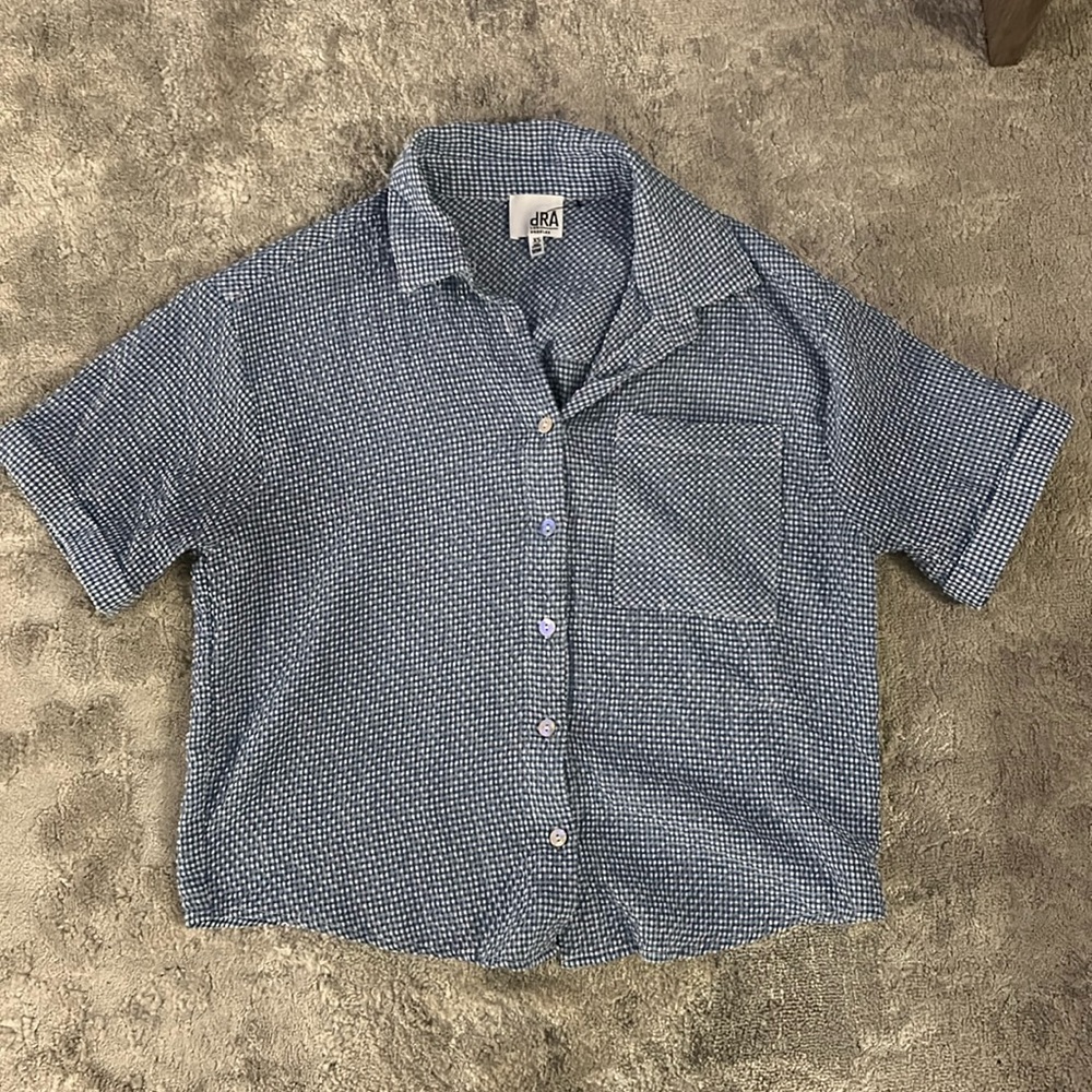 ANTHROPOLOGIE DRA BLUE GINGHAM BUTTON DOWN SHIRT